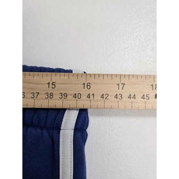Adidas Pants Mens L Tall Blue French Terry Tapered Cuff Stripes HL2270 Athletic - Picture 7 of 10